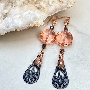 Handmade Crystal & Flower Earrings